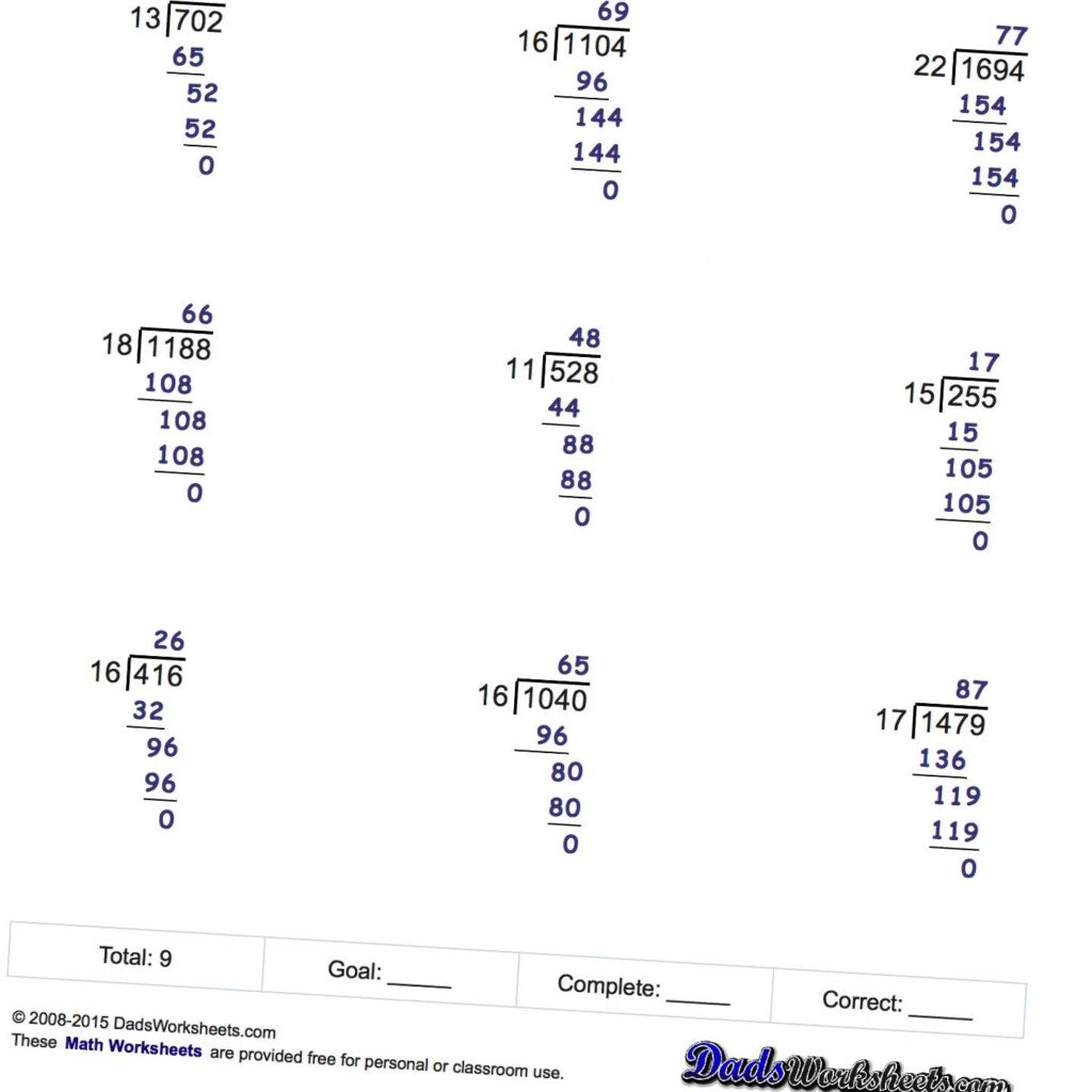 4th Grade Long Division Problems With Answers Thekidsworksheet