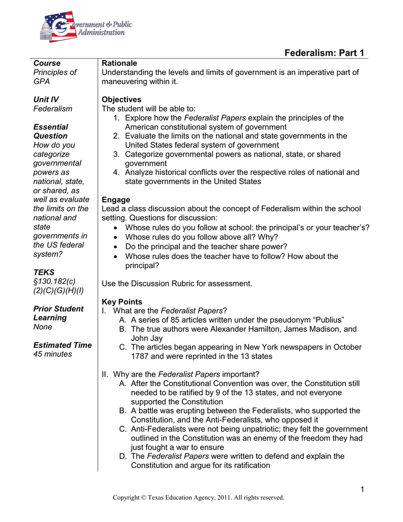 Chapter 4 Section 1 Federalism Powers Divided Worksheet Answer Key Db 