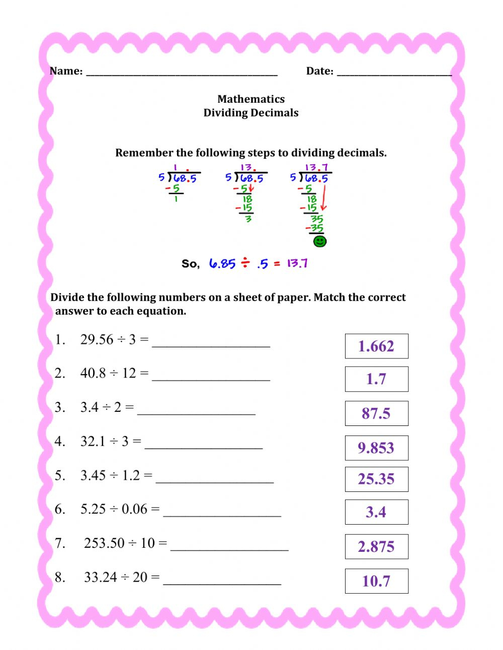 Decimals Long Division 5Th Grade Division Worksheets Grade 5 Gannons Gab Decimals Long Division 5Th Grade Division Worksheets Grade 5 Gannons Gab