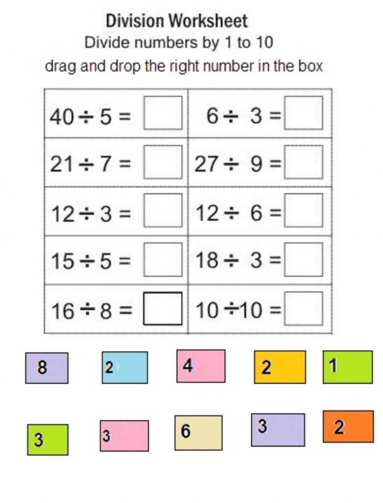 Division Exercise Worksheet
