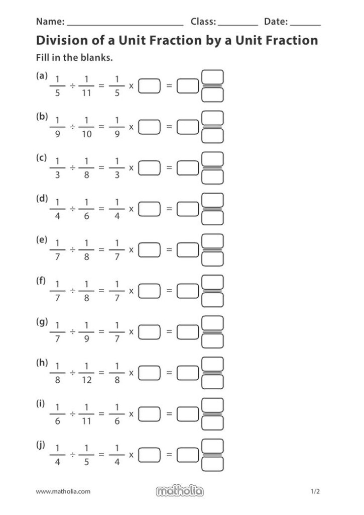 Division Of A Unit Fraction By A Unit Fraction Learning Fractions 