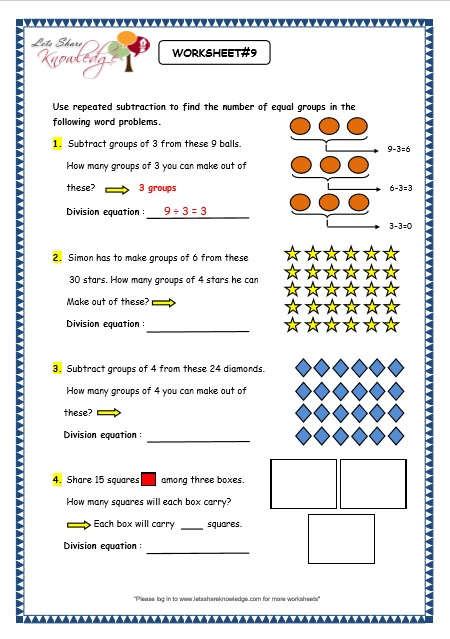 Grade 3 Maths Worksheets Division 6 1 Division By Repeated 