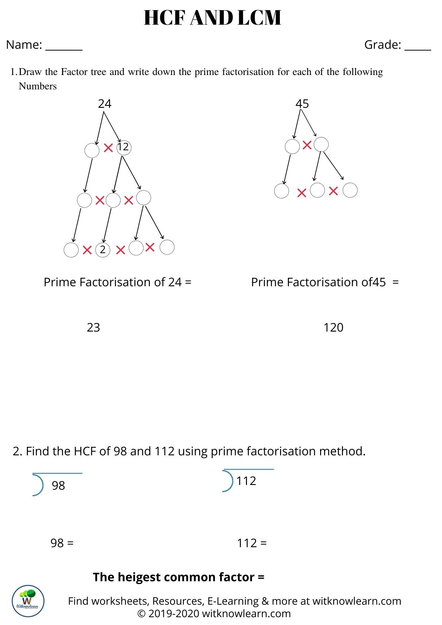 Hcf And Lcm Worksheet Math Fractions Worksheets Grade 5 Math Hcf And Lcm Worksheet Math Fractions Worksheets Grade 5 Math