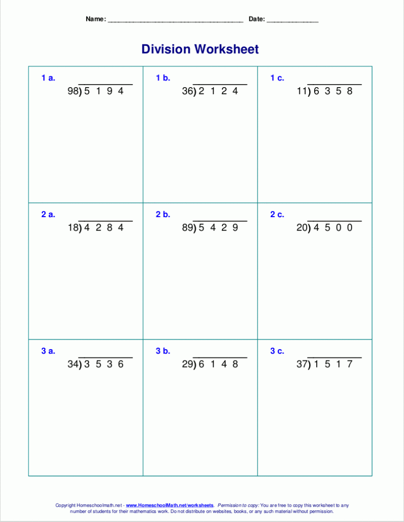 Long Division Worksheets For Grades 4 6