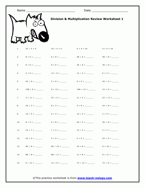 Multiplication And Division Review Version 1