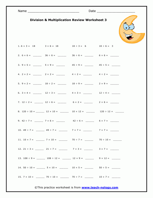 Multiplication And Division Review Version 3 Multiplication And 