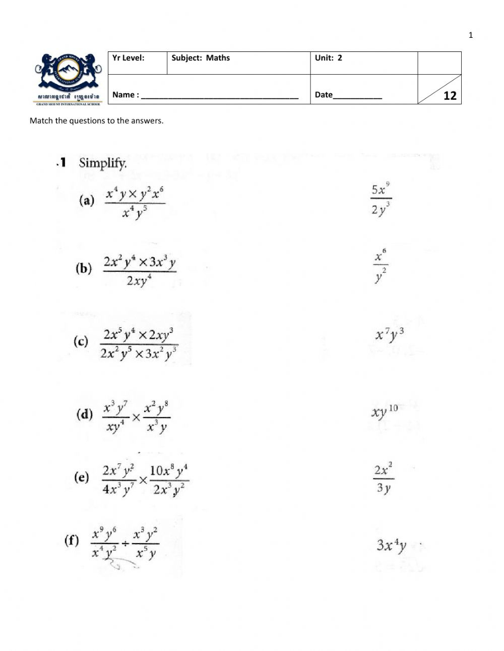 Multiplying And Dividing Exponents Worksheet Multiplying And Dividing Exponents Worksheet