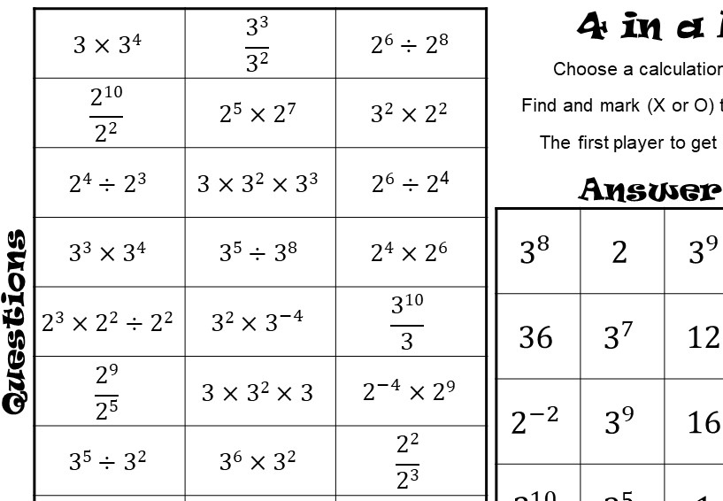 Multiplying Dividing Numeric Terms With Indices Go Teach Maths 