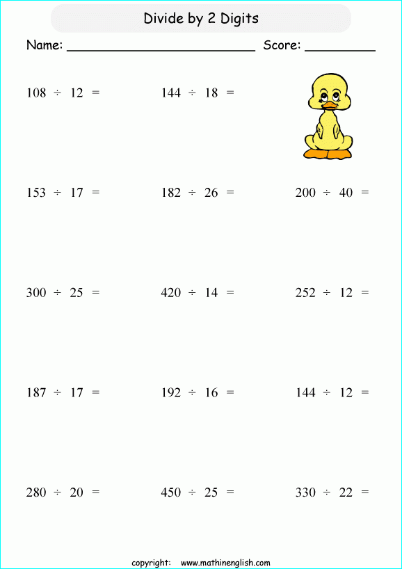 Printable Primary Math Worksheet For Math Grades 1 To 6 Based On The 