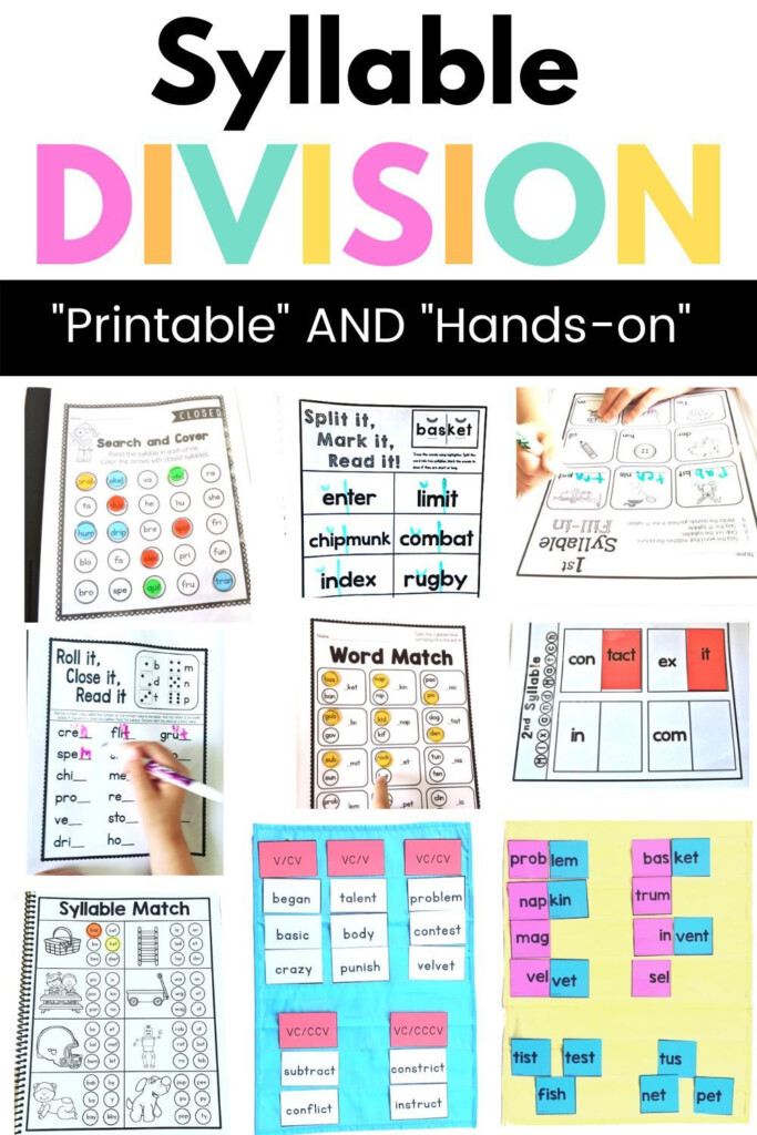 Syllable Division Activities Syllable Division Activities Syllable 