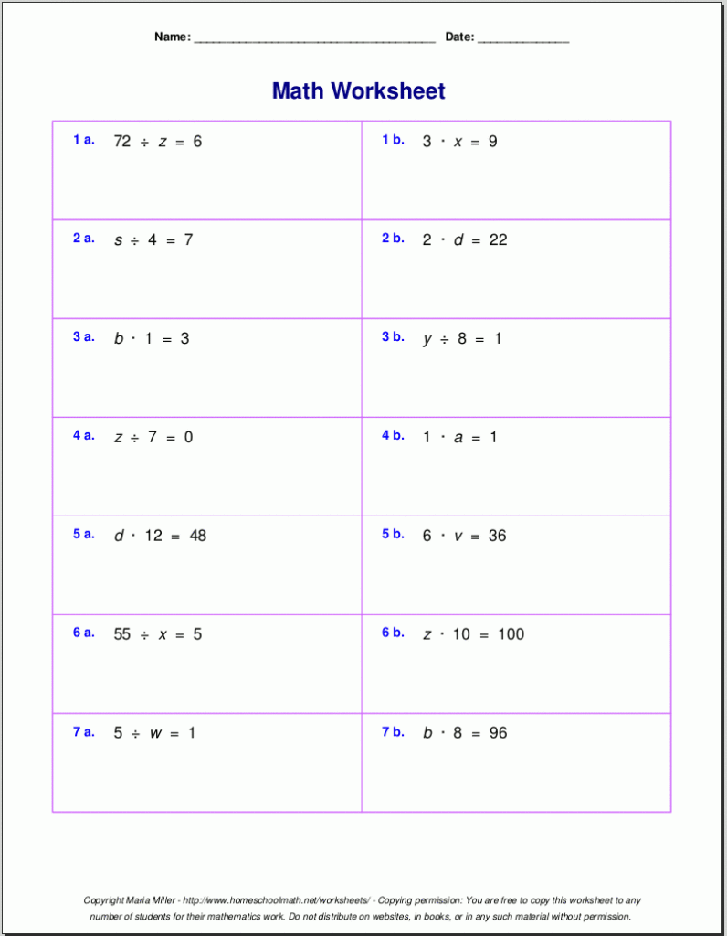 Two Step Equations Multiplication And Division Worksheet Pdf Times 