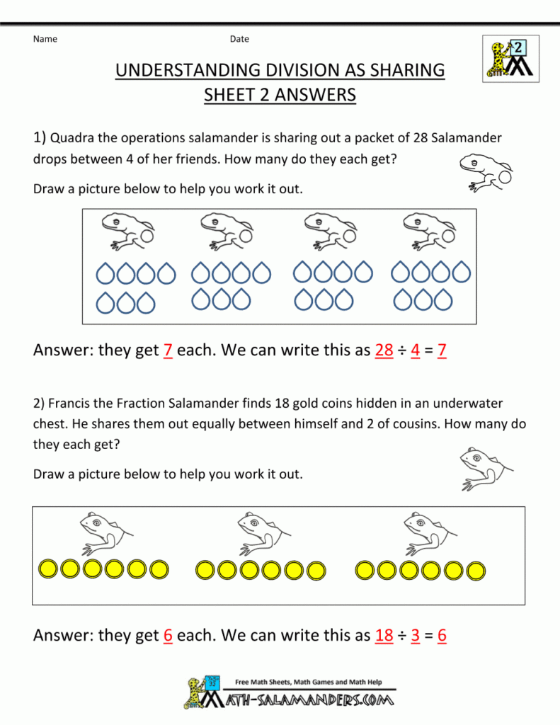 Understanding Division As Sharing Sheet 2 Answers In 2021 2nd Grade 