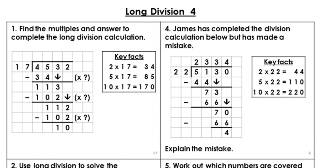 Year 6 Long Division 4 Lesson Classroom Secrets Long Division 
