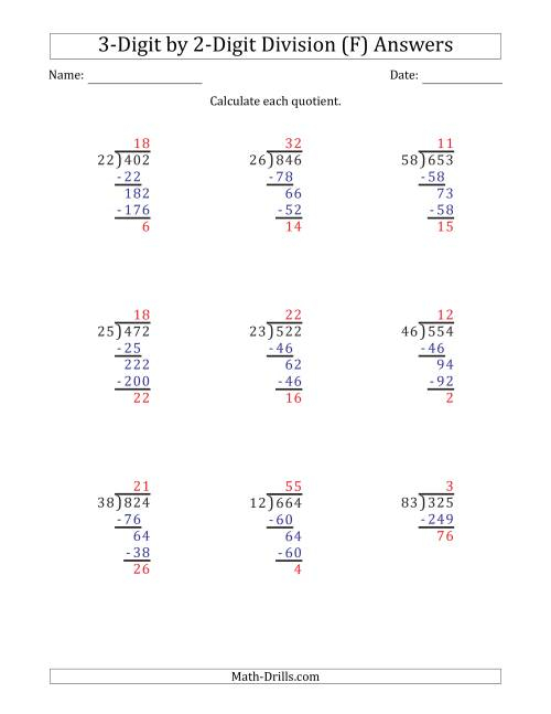 3 Digit By 2 Digit Long Division With Remainders And Steps Shown On 