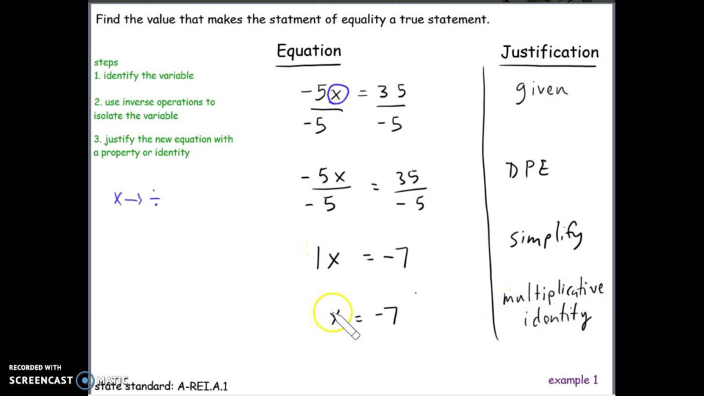 Addition Property Of Equality Worksheets
