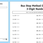 Bus Stop Method Formal Division Of 3 Digit Numbers Worksheet