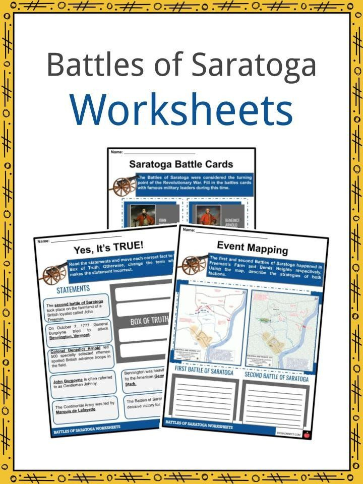 Civil War Map Worksheet The Battles Of Saratoga Facts Worksheets For 