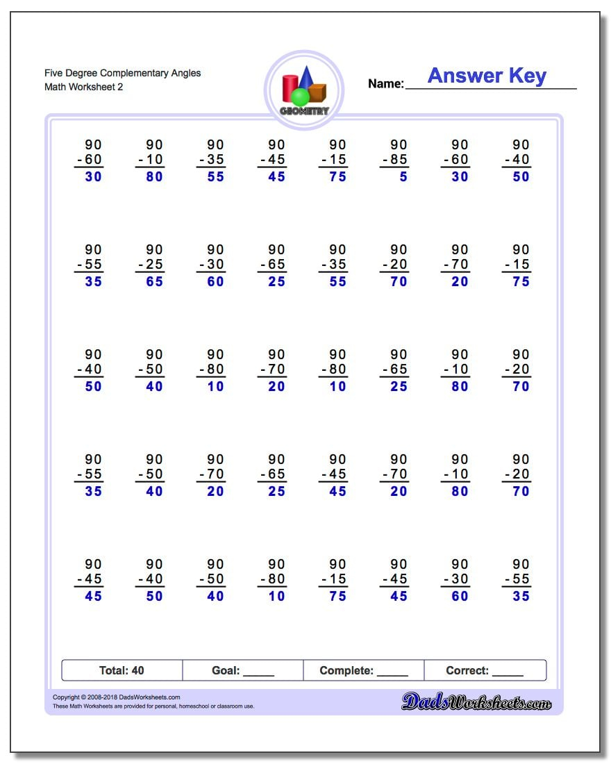 Complementary Angle Subtraction Complementary Angle Subtraction