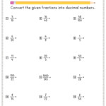 Converting Fractions To From Decimals Worksheets Math Monks