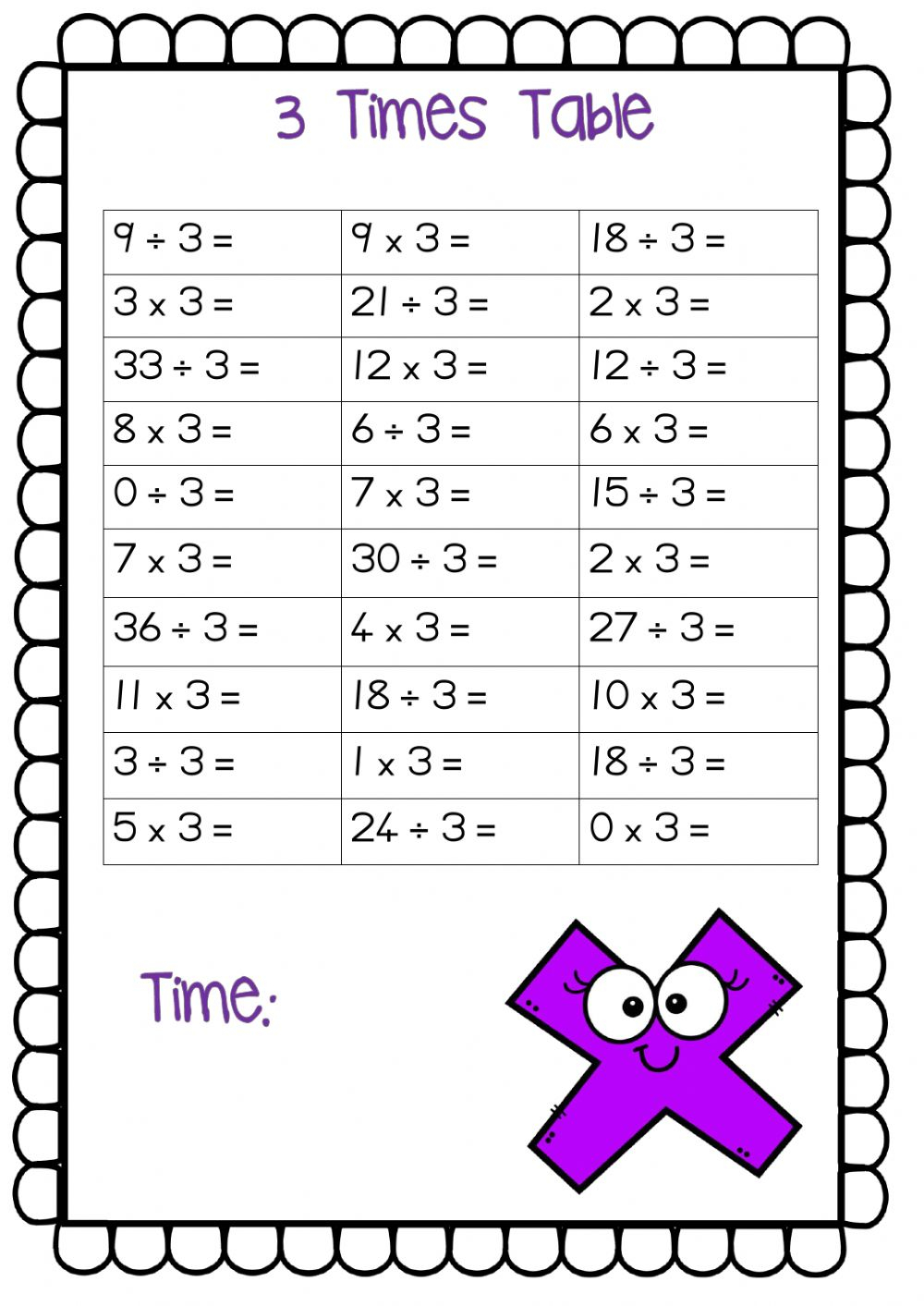 Dividing By 3 Worksheet 4 Worksheet
