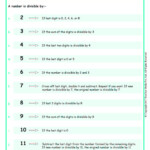 Divisibility Rules Chart Of All Numbers www grade1to6