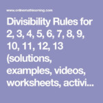 Divisibility Rules For 2 3 4 5 6 7 8 9 10 11 12 13