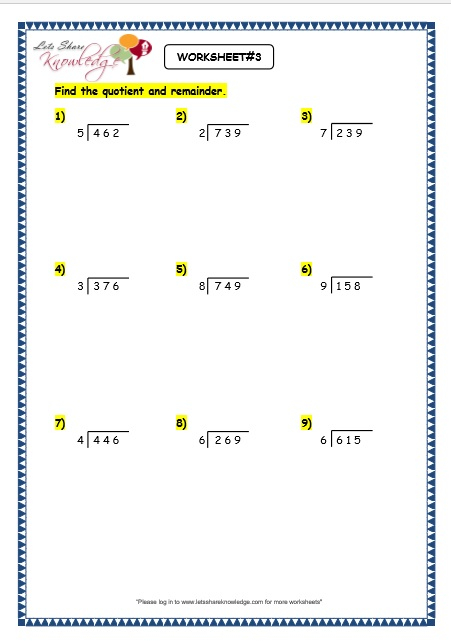 Division With Remainders Worksheet Grade 3 Pdf Free Worksheet