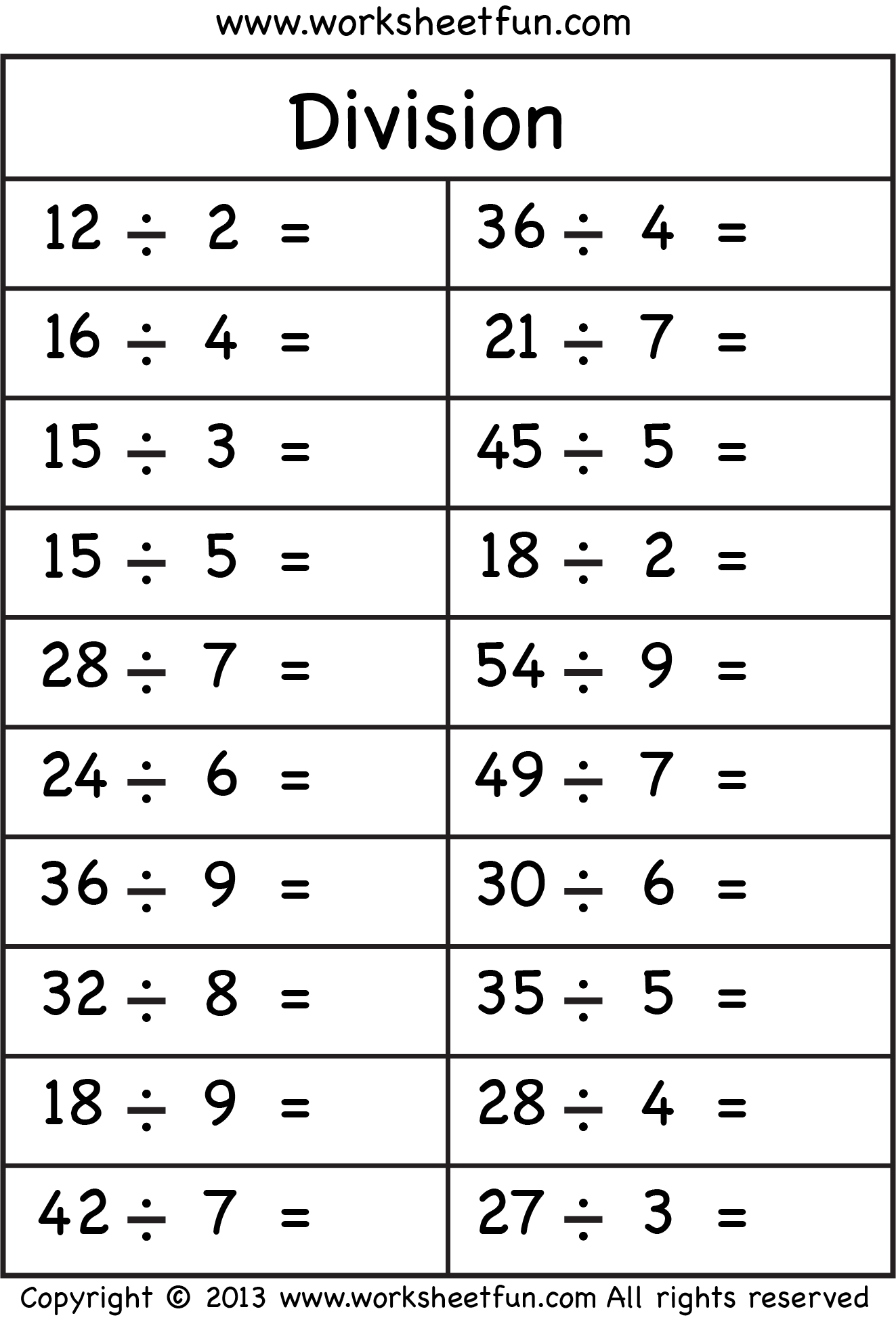 Division Worksheets 2 Worksheets FREE Printable Worksheets Division Worksheets 2 Worksheets FREE Printable Worksheets