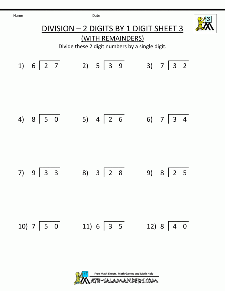 Division Worksheets 3rd Grade