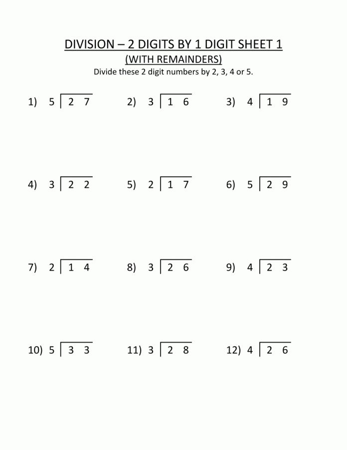 Division Worksheets 3rd Grade Division 2x1 Worksheets Division