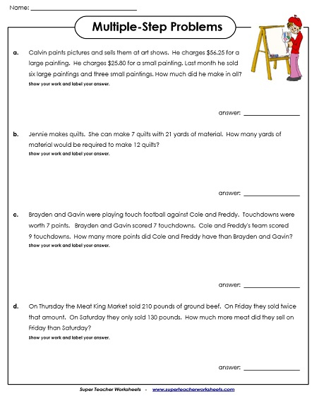 Division Worksheets 4th Grade Word Problems Free Worksheet