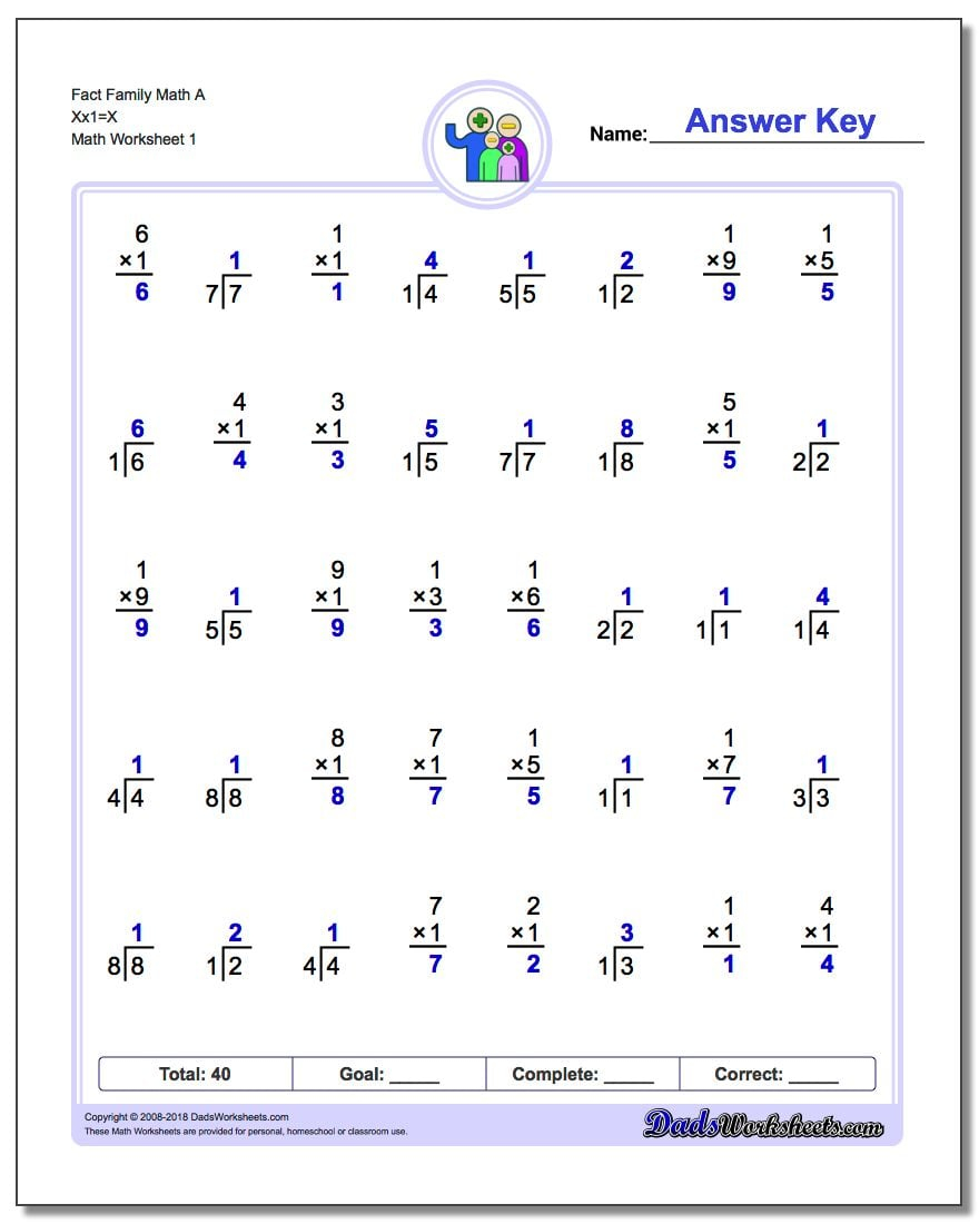 Fact Family Worksheets Fact Family Worksheets