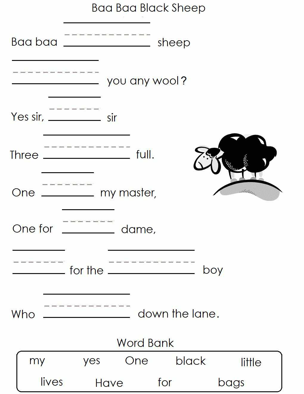Fill In The Blank Worksheets For Kids Fill In The Blank Worksheets For Kids