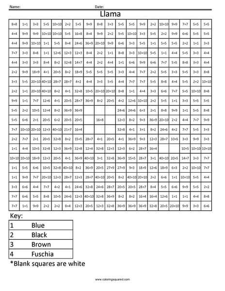 Fortnite Llama Division Coloring Coloring Squared Math Coloring 