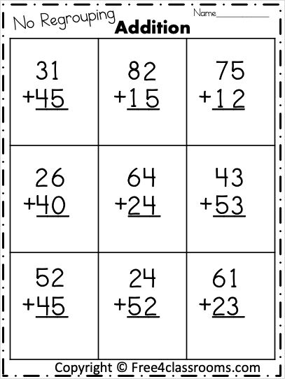 Free 2 Digit Addition Worksheet No Regrouping Math Addition 