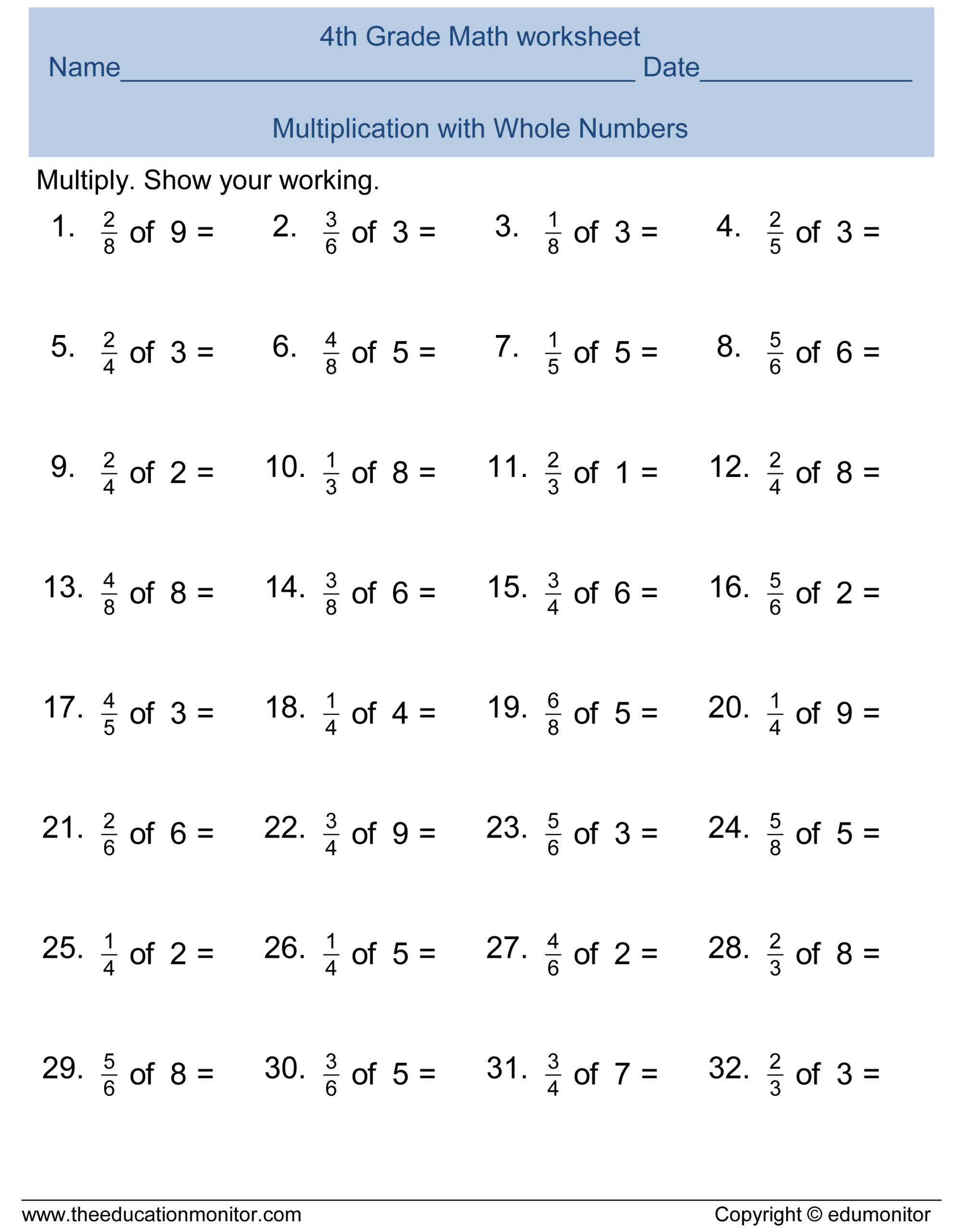 Free 4th Grade Fractions Math Worksheets And Printables EduMonitor Free 4th Grade Fractions Math Worksheets And Printables EduMonitor