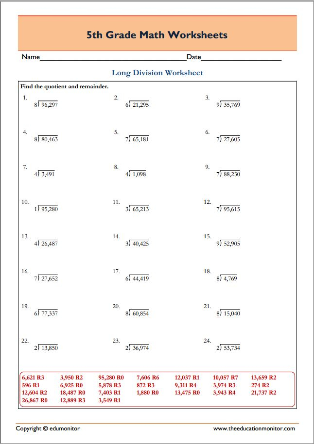 Free Printable Worksheets For 5th Grade