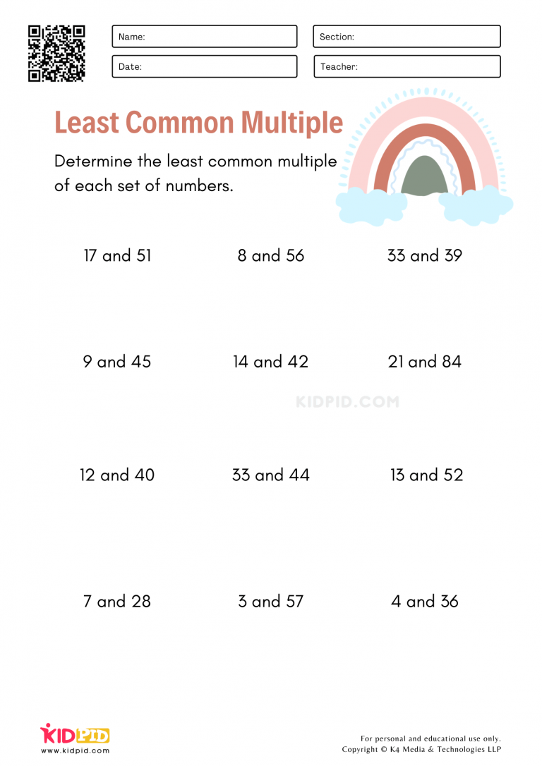 Least Common Multiple Worksheets Kidpid Least Common Multiple Worksheets Kidpid