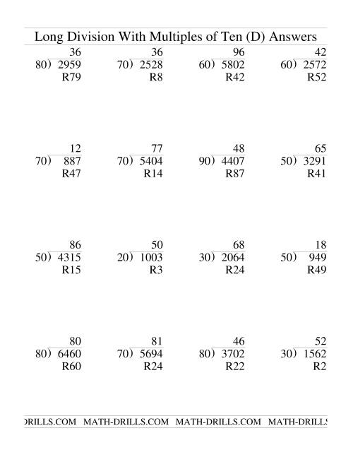 Long Division With Multiples Of 10 Two Digit Quotient D 