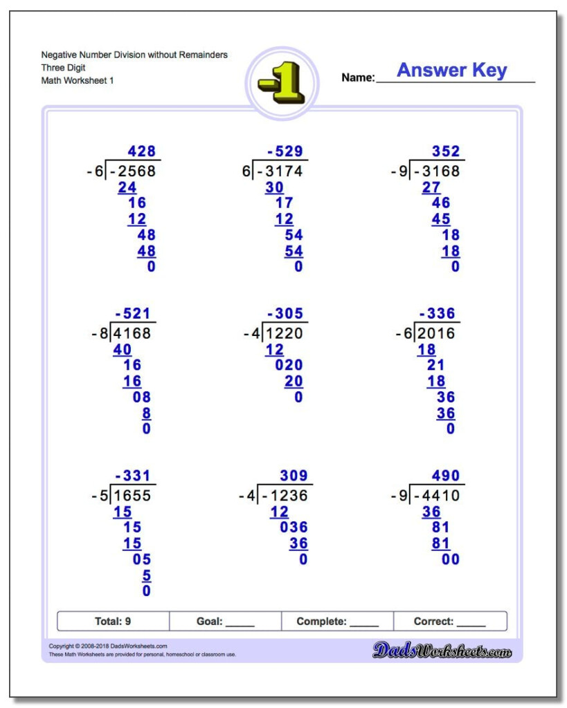 Long Division With Negative Numbers