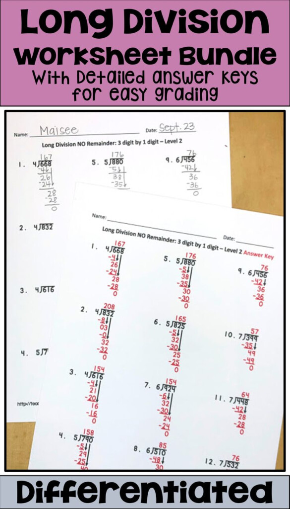 Long Division Worksheets For Morning Work Math Centers And Extra 