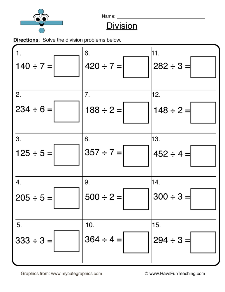 Math Division Worksheets Resources
