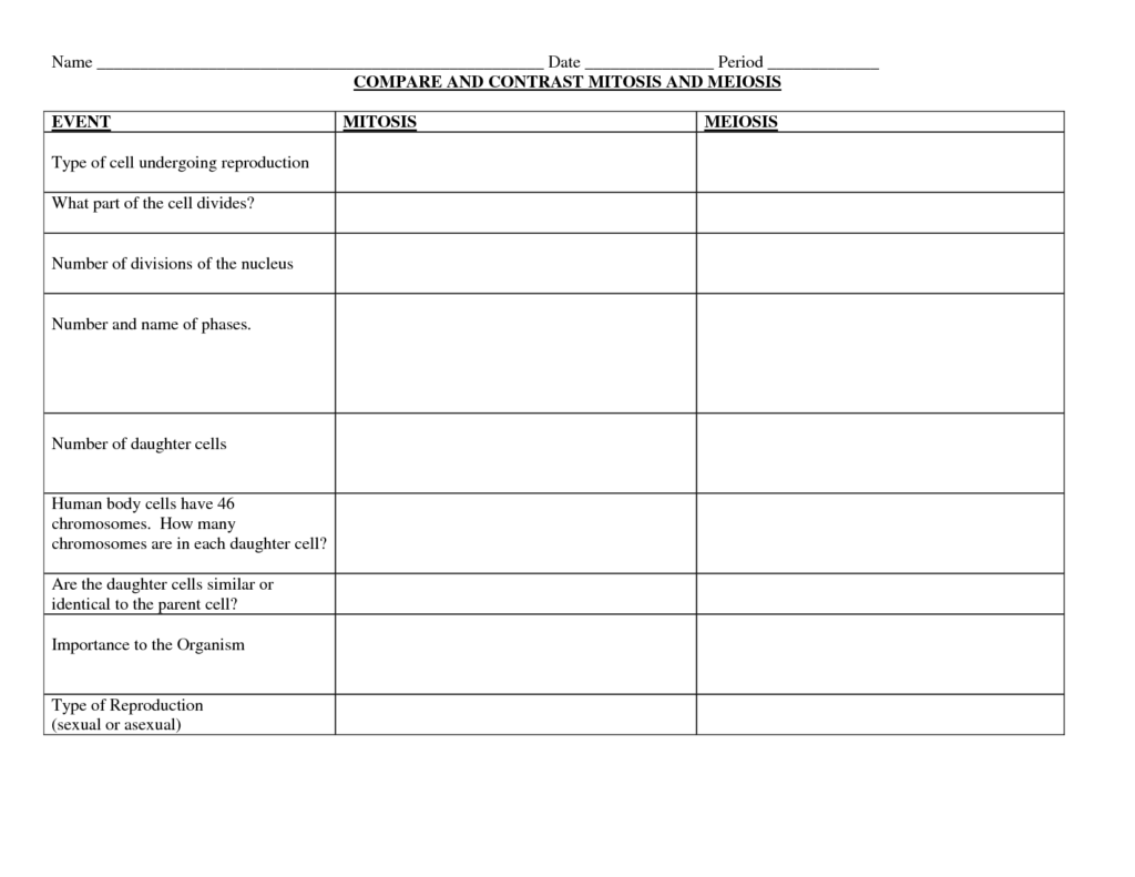 Meiosis Worksheet Answer Key Biology Corner 29 Section 1 