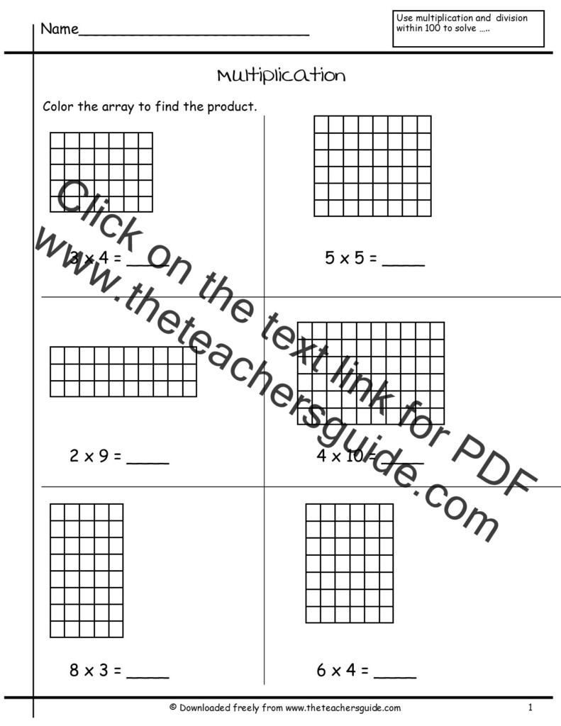 Multiplication Array Worksheets From The Teacher s Guide