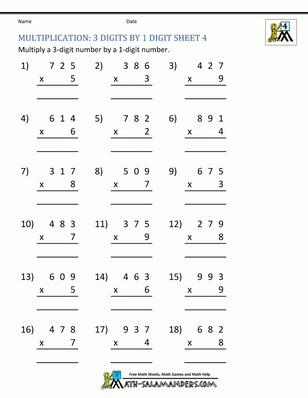 Multiplication Sheet 4th Grade Multiplication Sheet 4th Grade