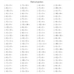 Multiplying Integers Negative Times A Positive A Integers Worksheet