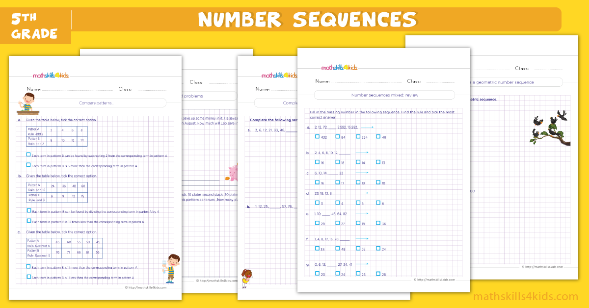 Number Patterns Worksheets For Grade 5 Number Sequence Word Problems Number Patterns Worksheets For Grade 5 Number Sequence Word Problems