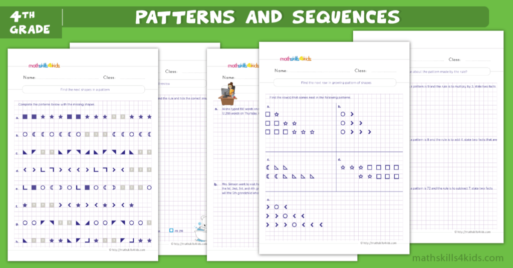 Number Patterns Worksheets Pdf Grade 4 Shapes And Patterns Worksheets 