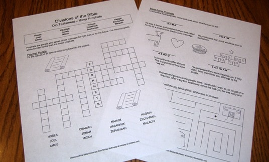  Old Testament Minor Prophets Review Worksheets For Children 
