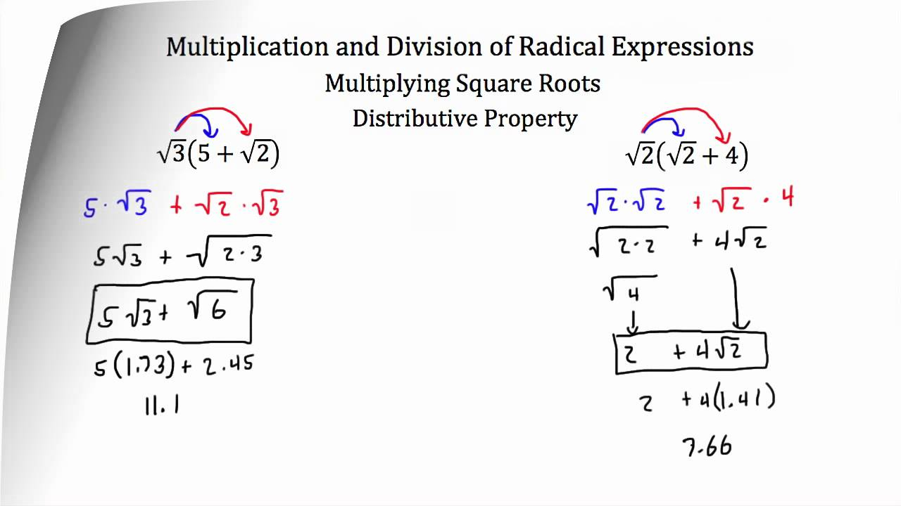 Operations With Radical Expressions Multiplication And Division YouTube Operations With Radical Expressions Multiplication And Division YouTube
